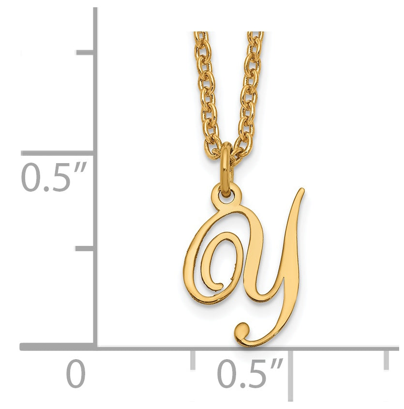 Sterling Silver Gold plated Letter Y Initial Necklace