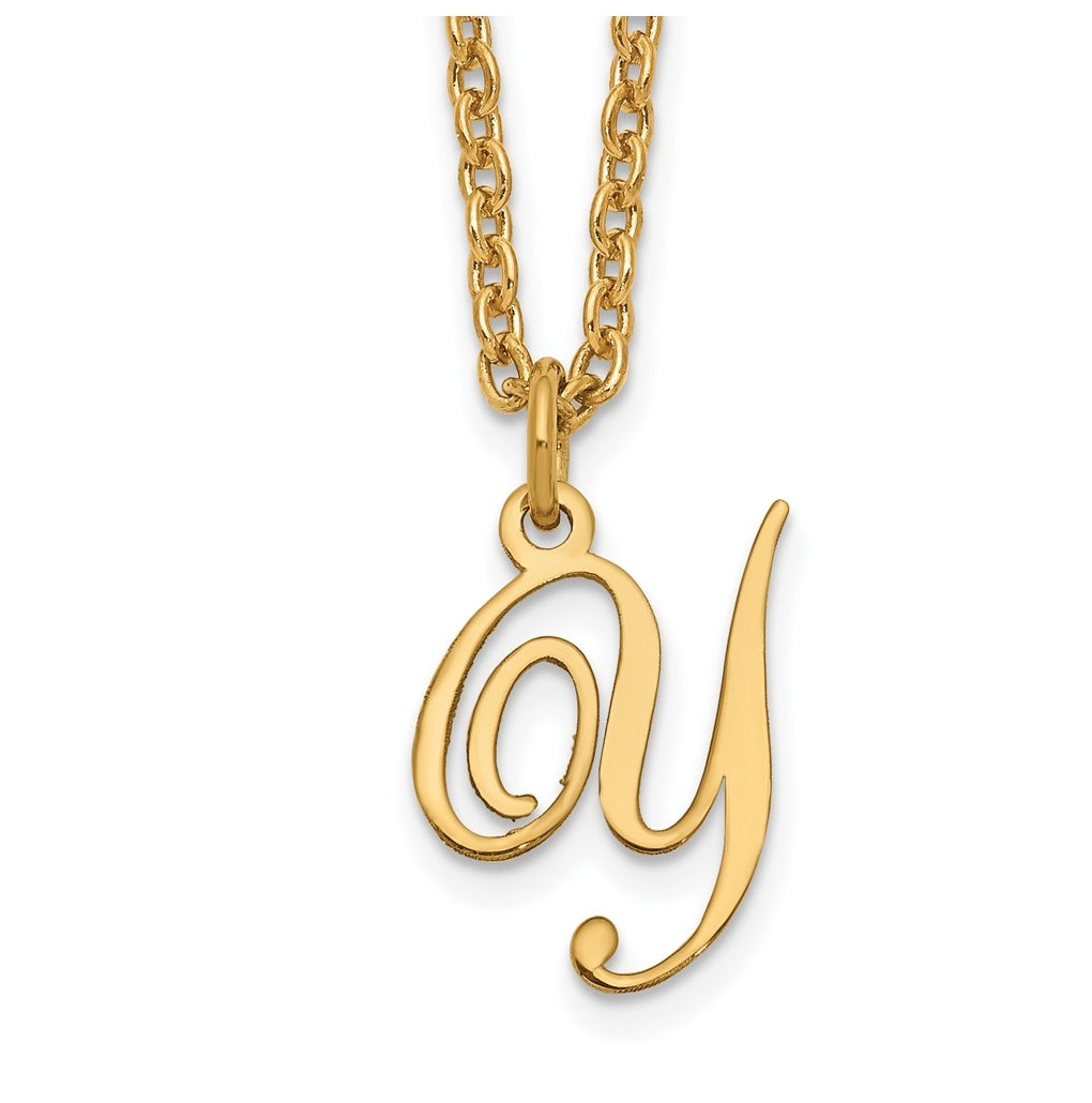 Sterling Silver Gold plated Letter Y Initial Necklace