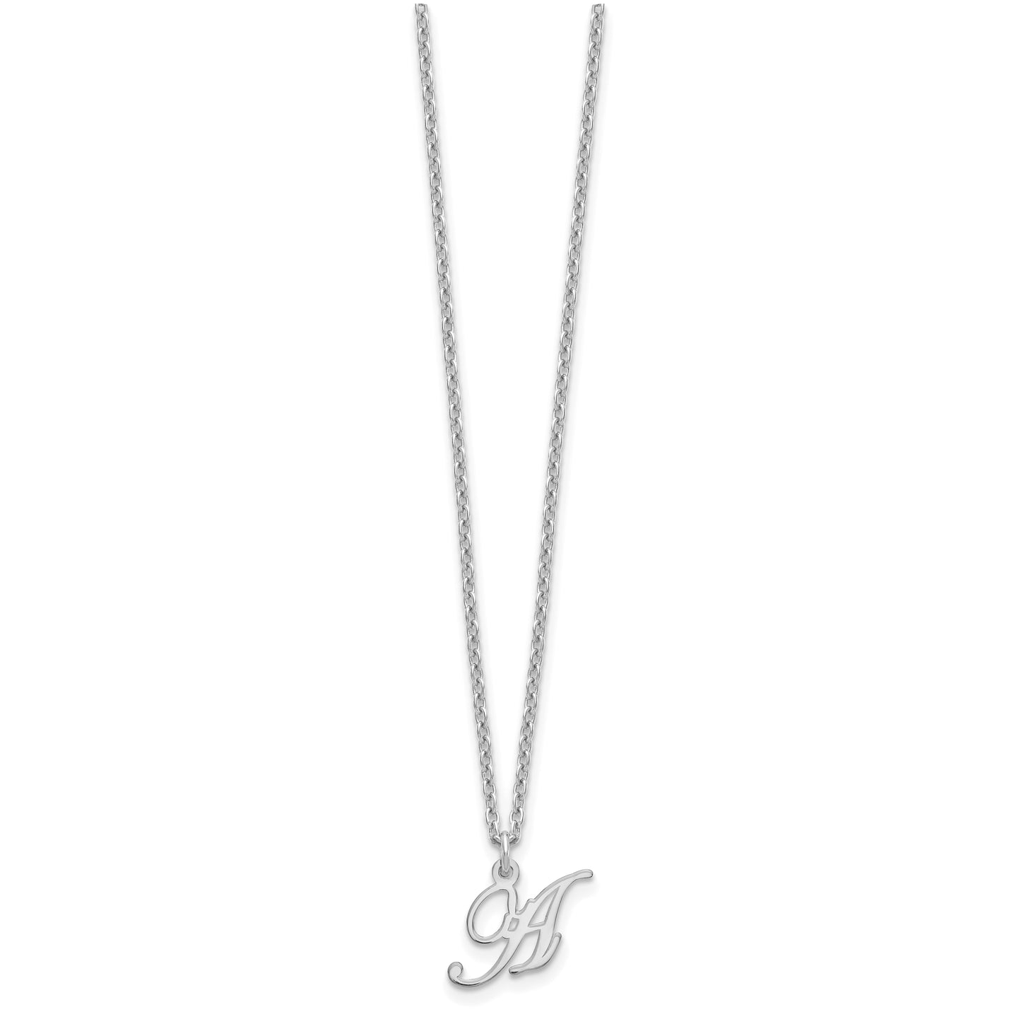 Sterling Silver Rhodium plated Letter A Initial Necklace