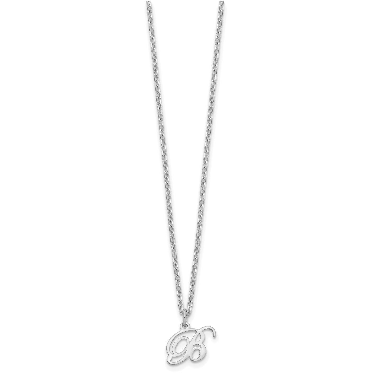 Sterling Silver Rhodium plated Letter B Initial Necklace