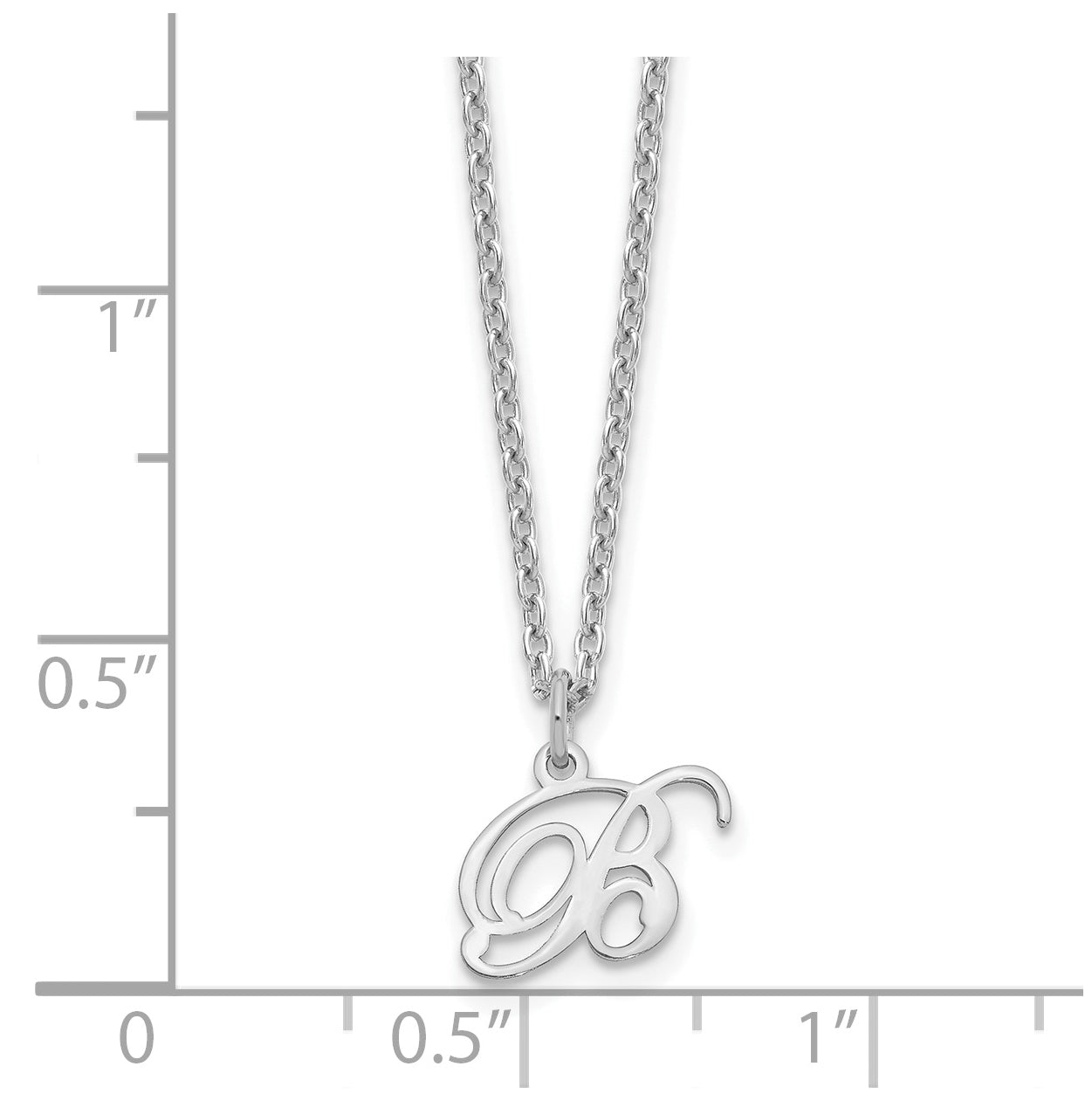 Sterling Silver Rhodium plated Letter B Initial Necklace