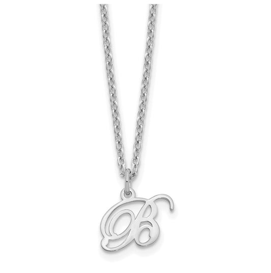 Sterling Silver Rhodium plated Letter B Initial Necklace