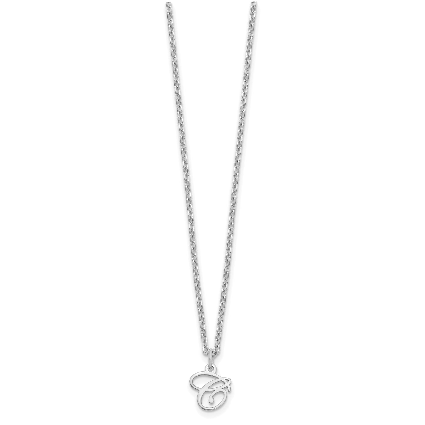 Sterling Silver Rhodium plated Letter C Initial Necklace
