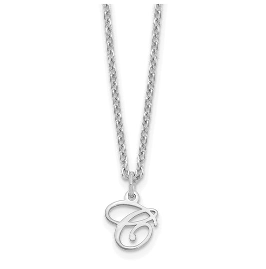Sterling Silver Rhodium plated Letter C Initial Necklace