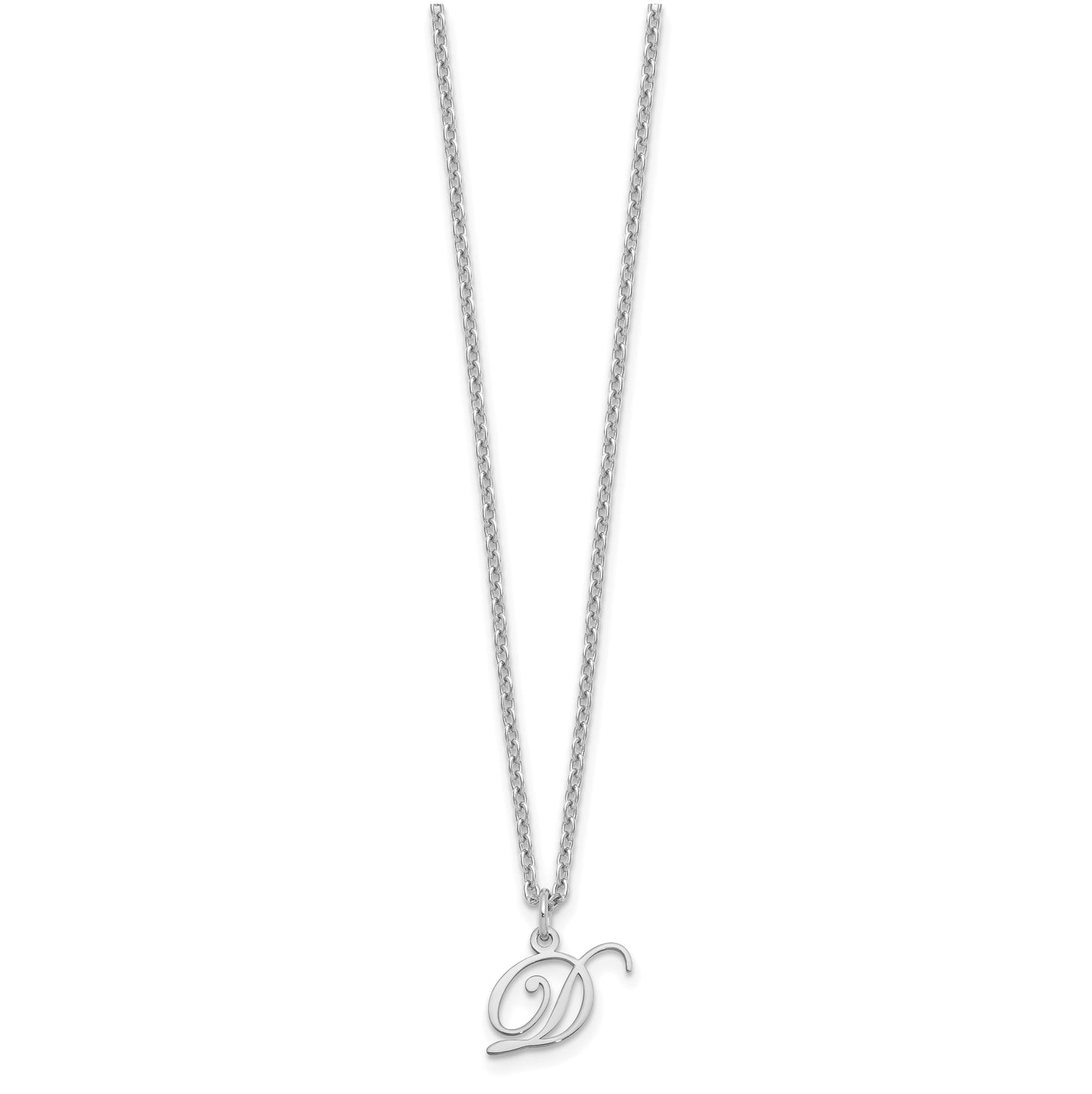 Sterling Silver Rhodium plated Letter D Initial Necklace