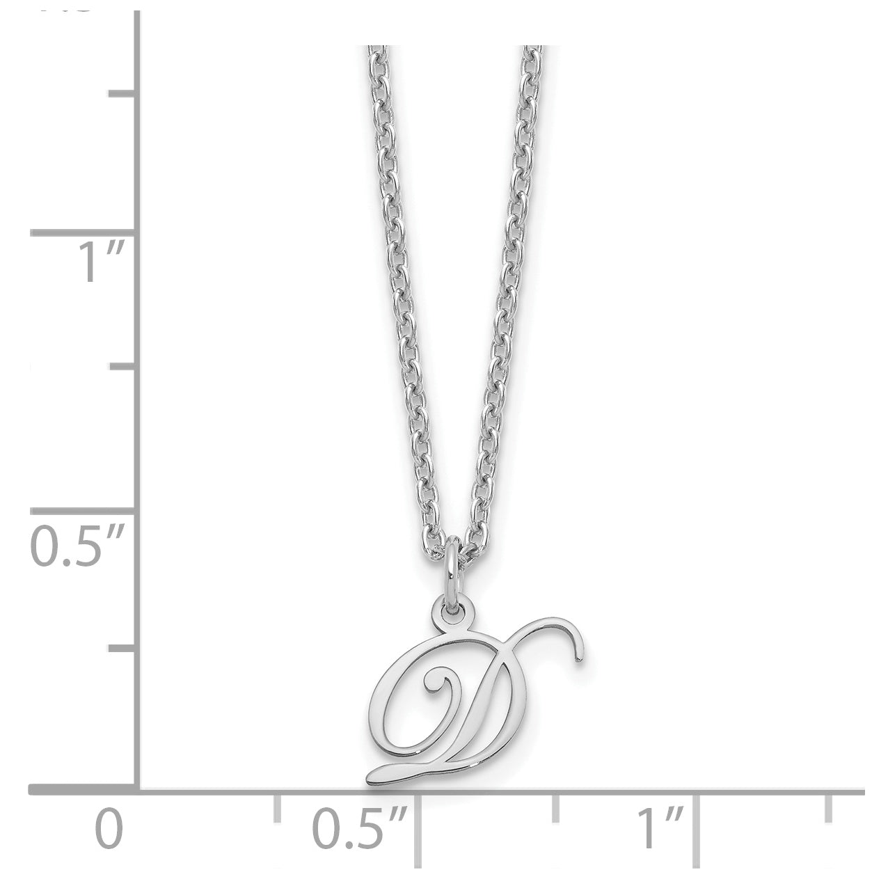 Sterling Silver Rhodium plated Letter D Initial Necklace