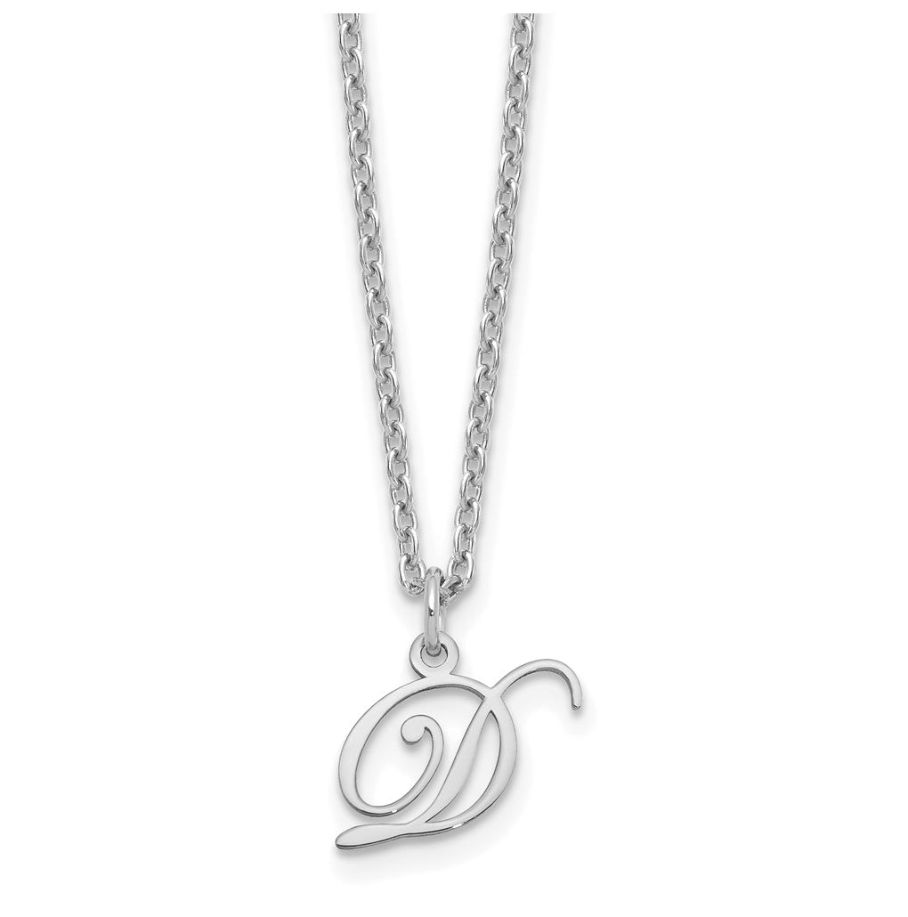 Sterling Silver Rhodium plated Letter D Initial Necklace