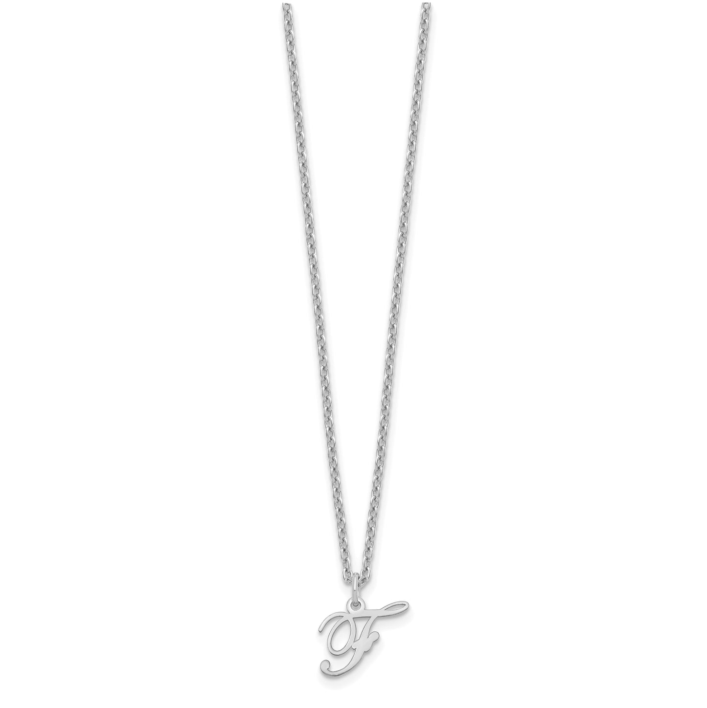 Sterling Silver Rhodium plated Letter F Initial Necklace