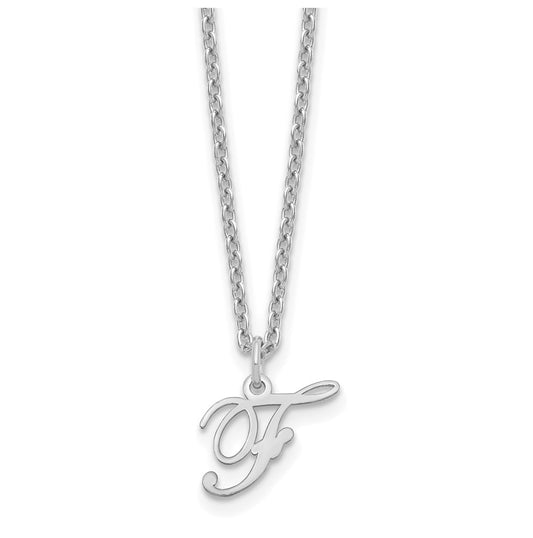 Sterling Silver Rhodium plated Letter F Initial Necklace