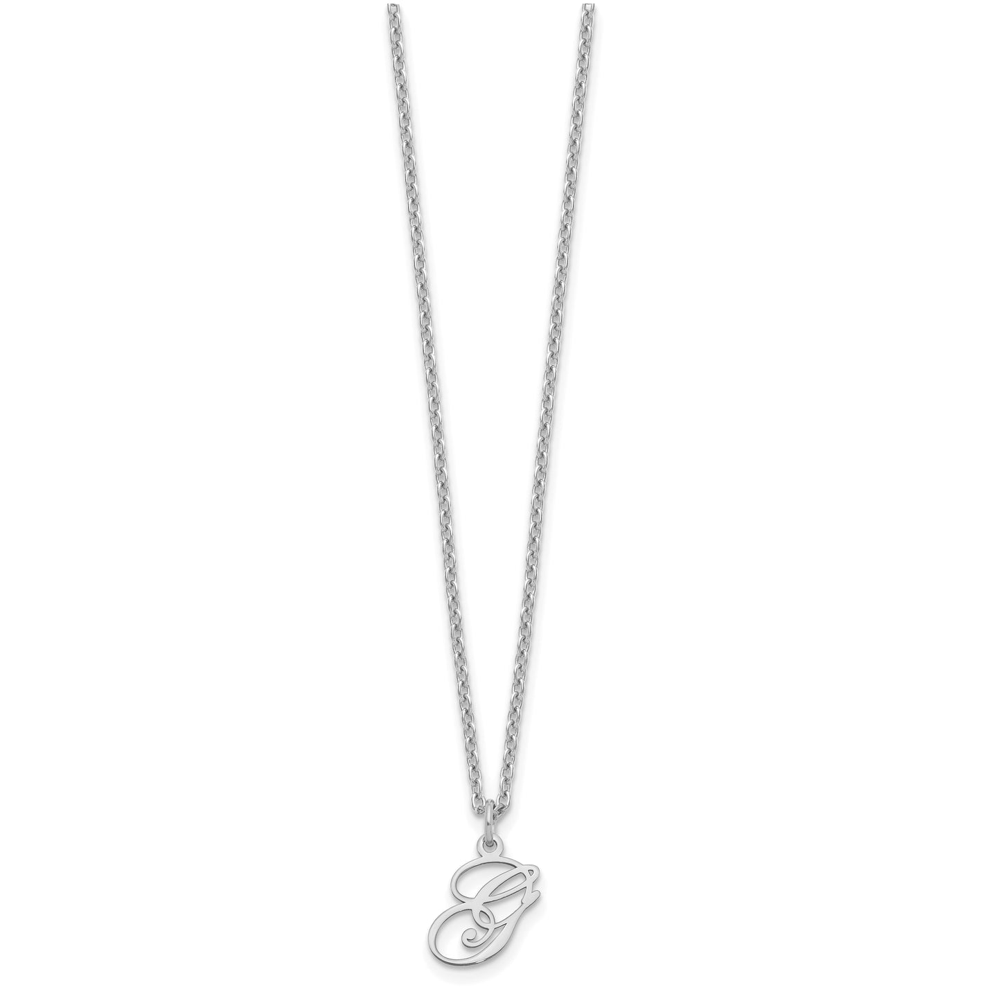 Sterling Silver Rhodium plated Letter G Initial Necklace