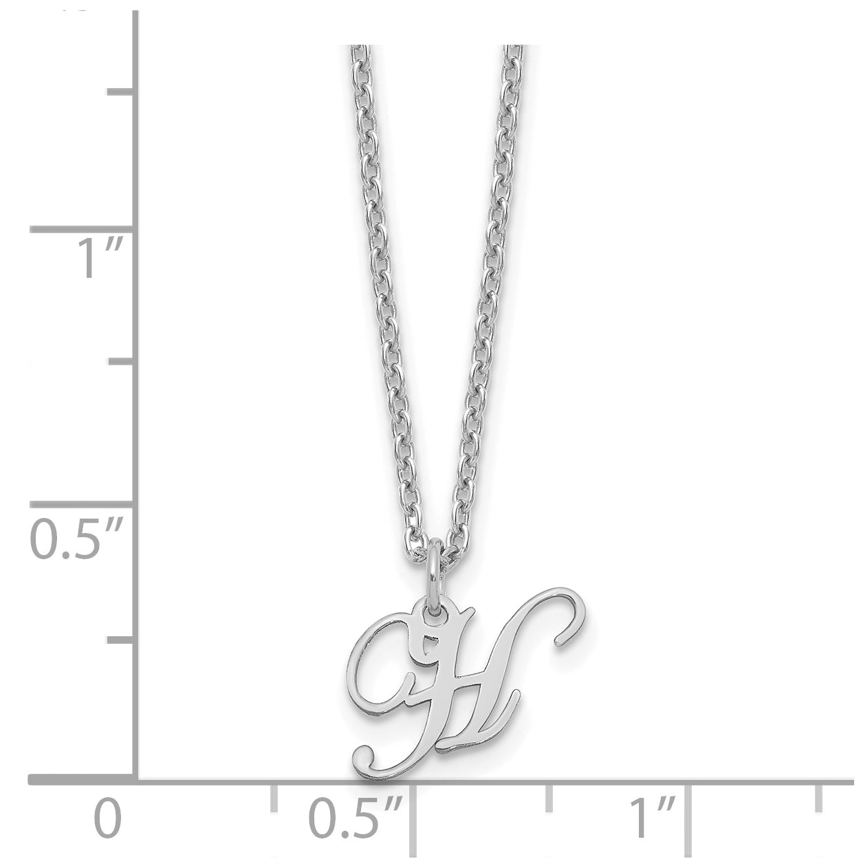 Sterling Silver Rhodium plated Letter H Initial Necklace