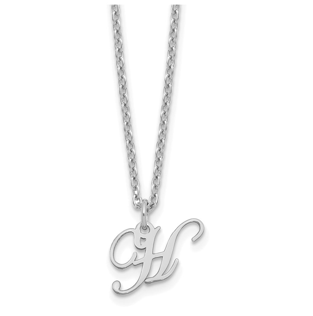 Sterling Silver Rhodium plated Letter H Initial Necklace