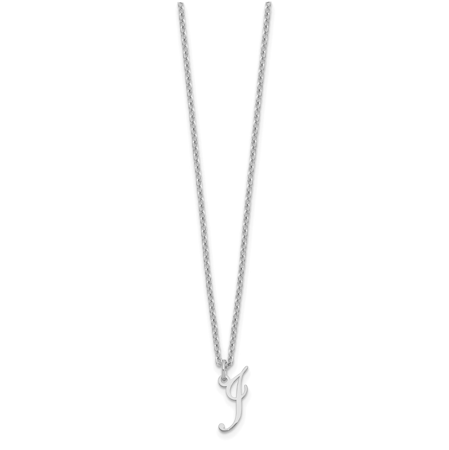 Sterling Silver Rhodium plated Letter I Initial Necklace
