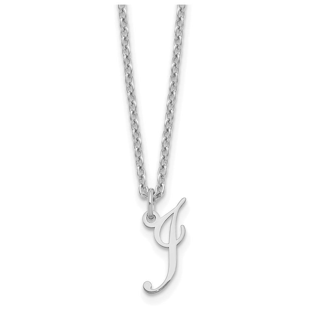 Sterling Silver Rhodium plated Letter I Initial Necklace