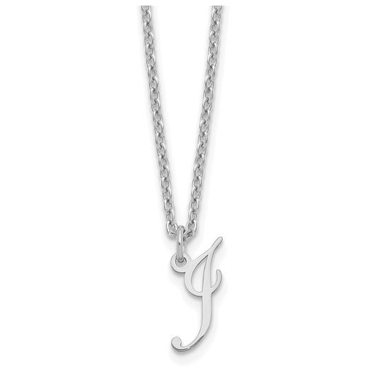 Sterling Silver Rhodium plated Letter I Initial Necklace