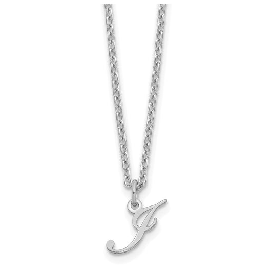 Sterling Silver Rhodium plated Letter J Initial Necklace