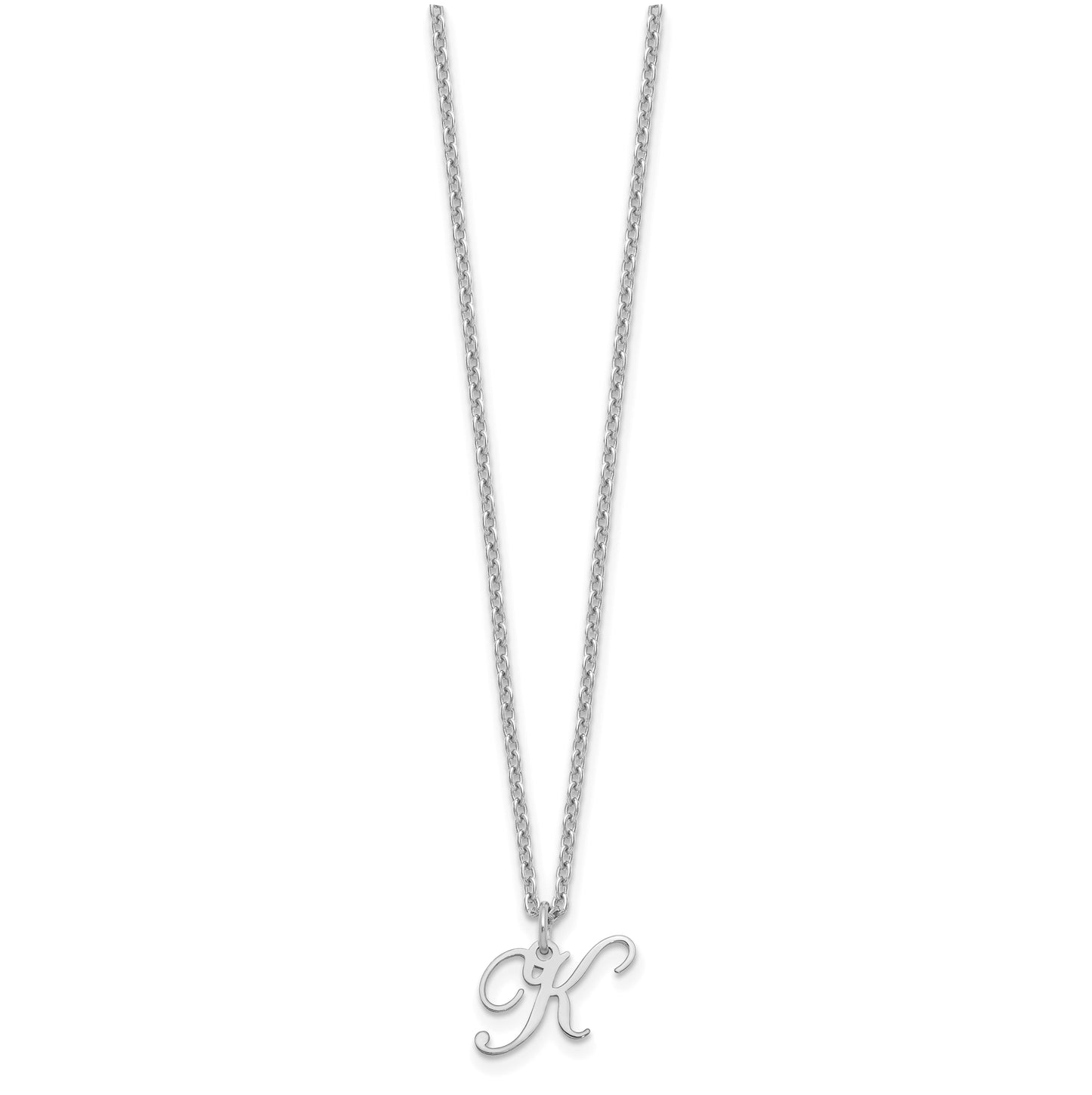 Sterling Silver Rhodium plated Letter K Initial Necklace