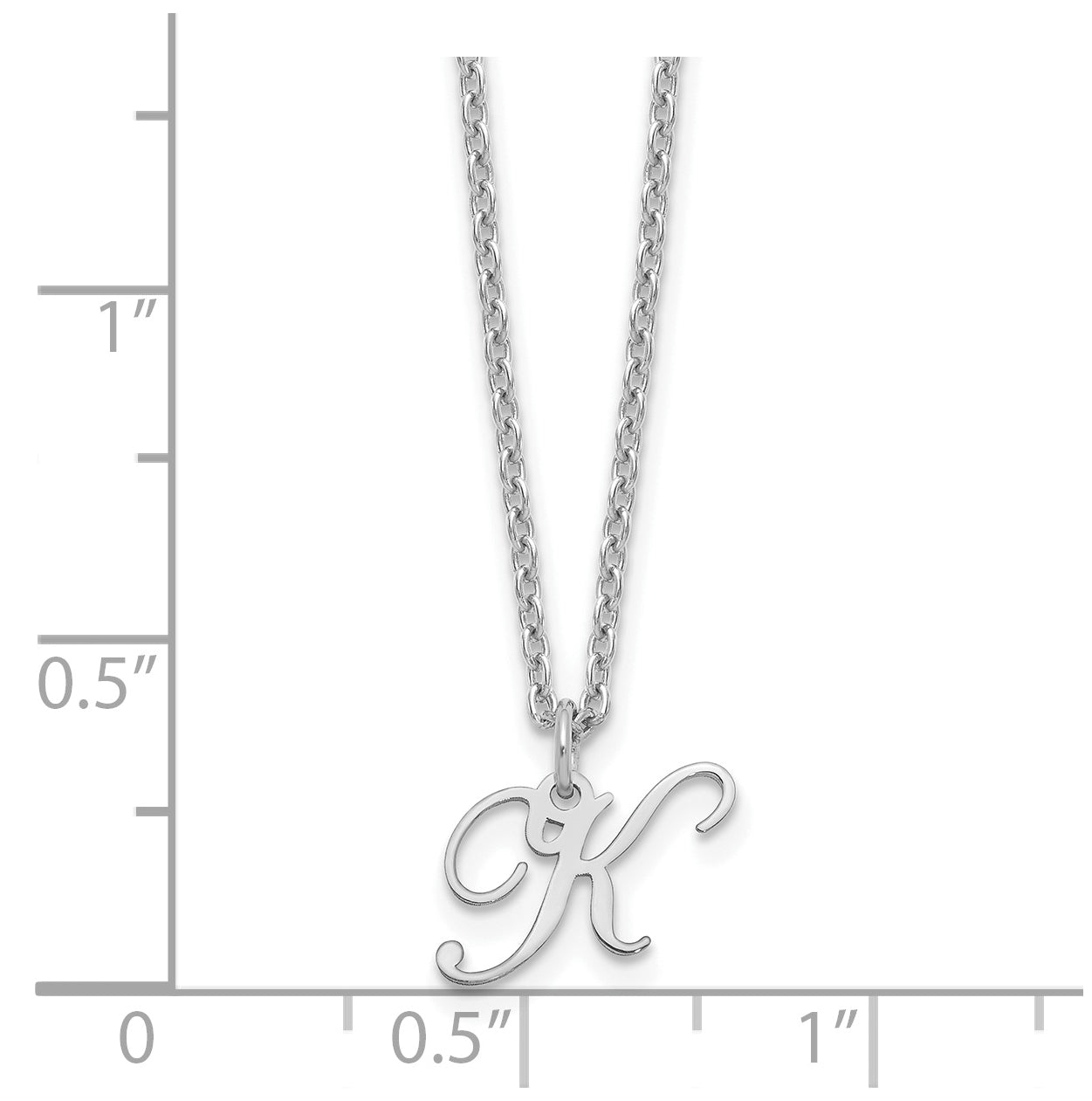 Sterling Silver Rhodium plated Letter K Initial Necklace