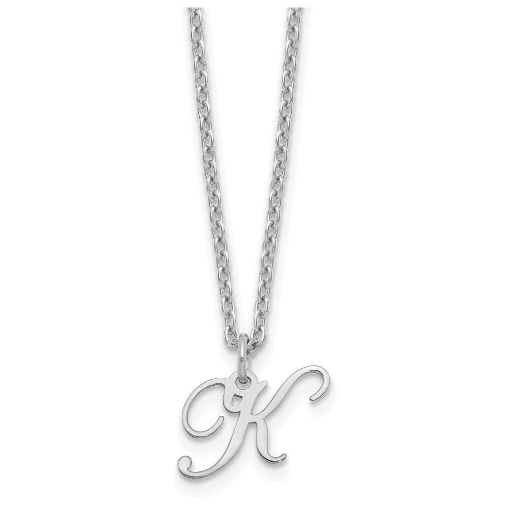 Sterling Silver Rhodium plated Letter K Initial Necklace