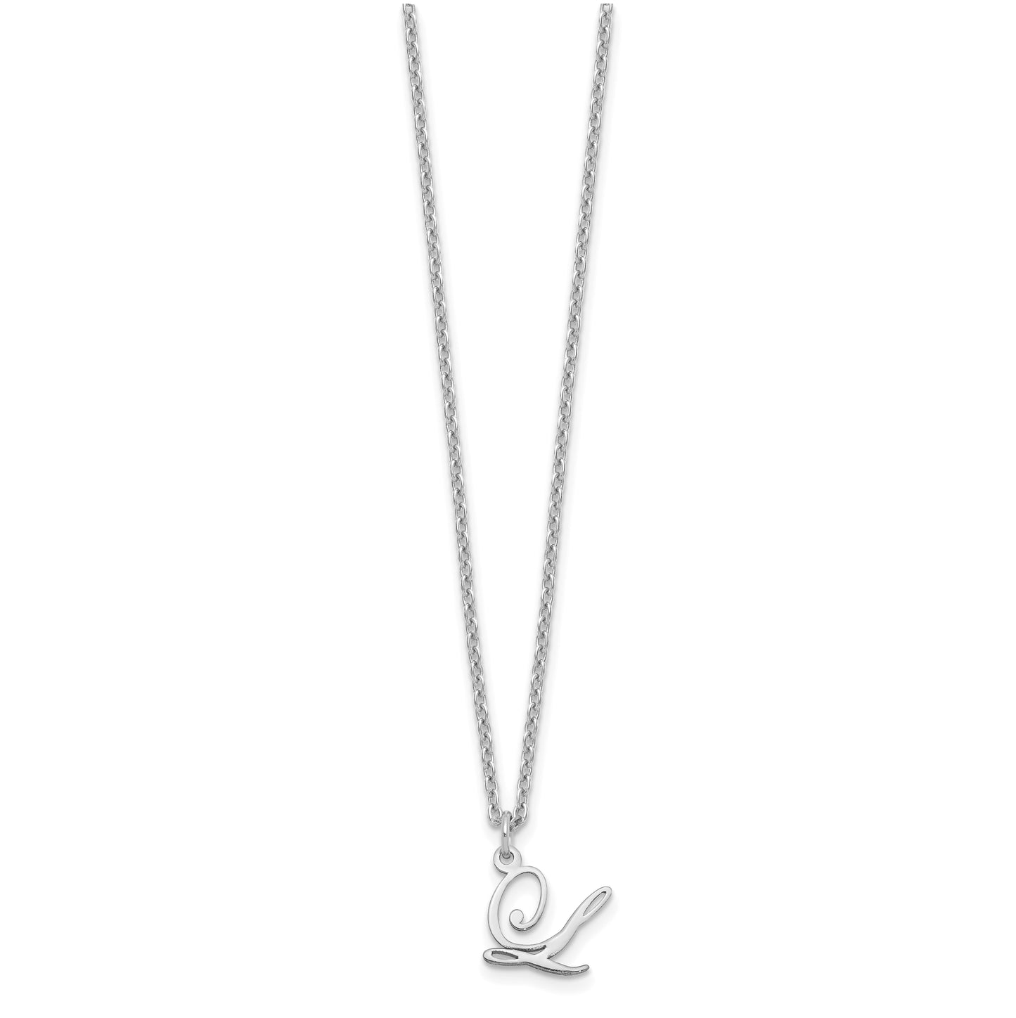 Sterling Silver Rhodium plated Letter L Initial Necklace