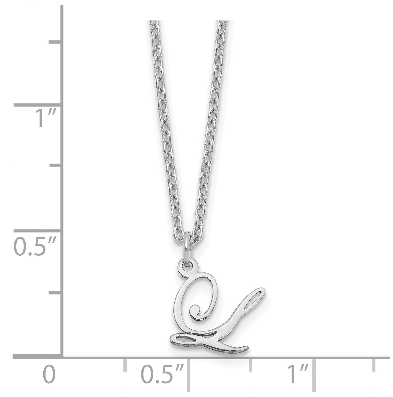 Sterling Silver Rhodium plated Letter L Initial Necklace