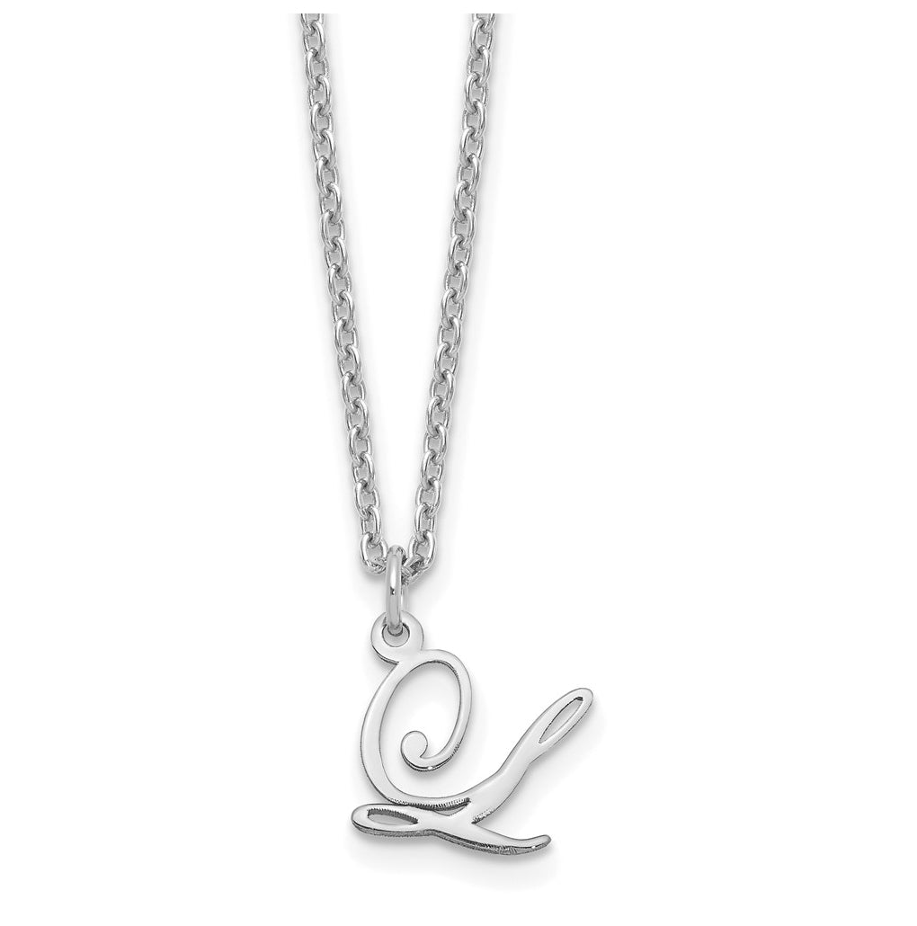 Sterling Silver Rhodium plated Letter L Initial Necklace