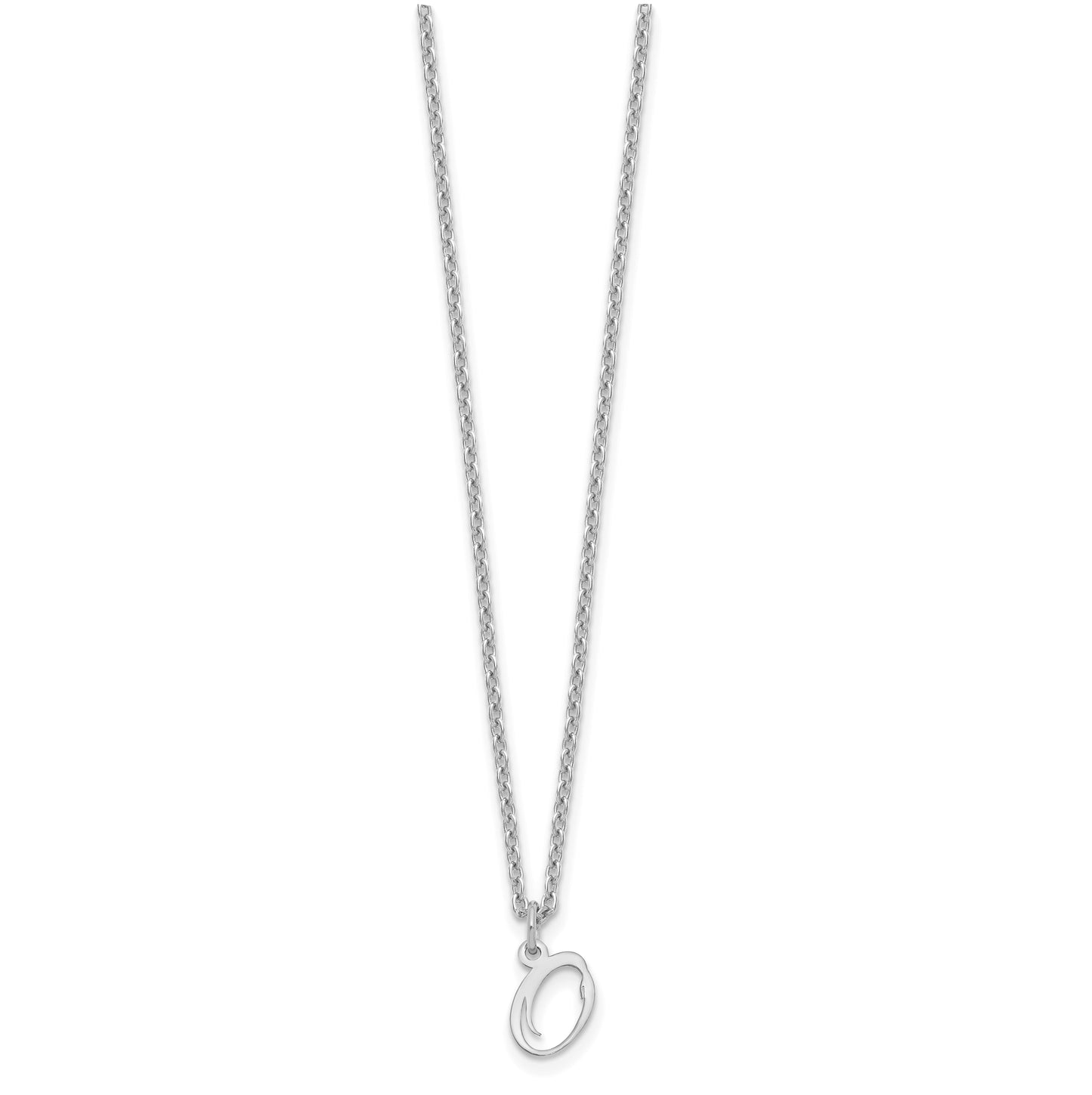 Sterling Silver Rhodium plated Letter O Initial Necklace