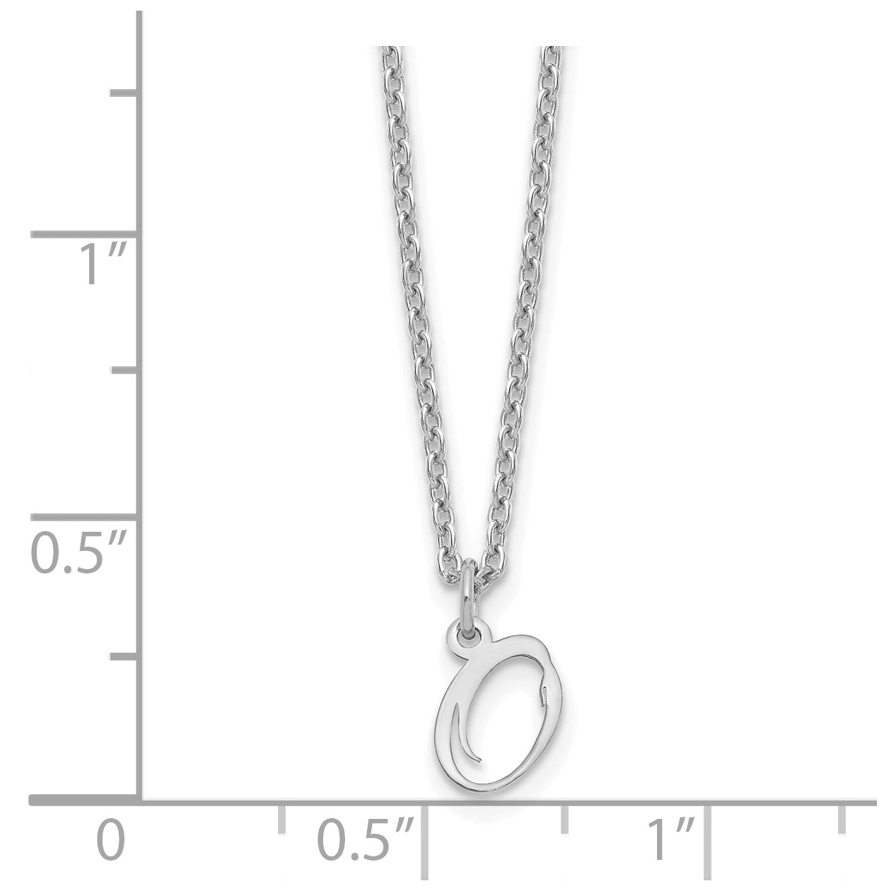 Sterling Silver Rhodium plated Letter O Initial Necklace