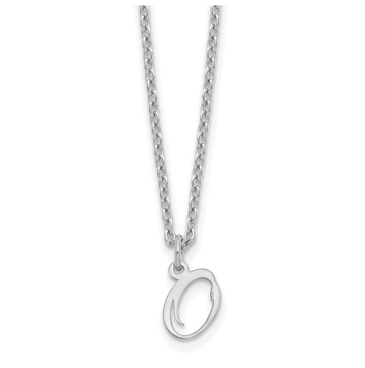 Sterling Silver Rhodium plated Letter O Initial Necklace