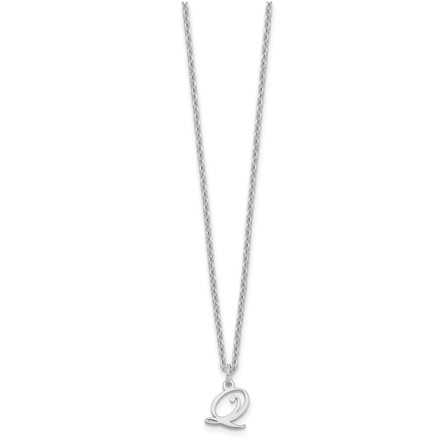 Sterling Silver Rhodium plated Letter Q Initial Necklace