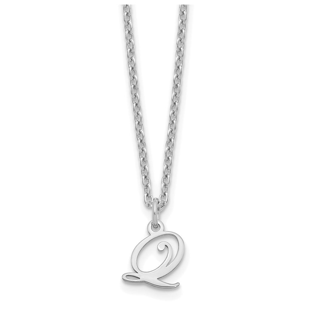 Sterling Silver Rhodium plated Letter Q Initial Necklace