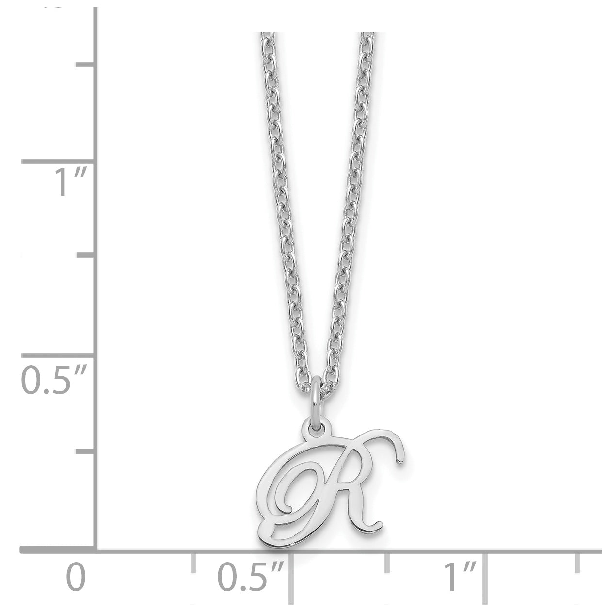 Sterling Silver Rhodium plated Letter R Initial Necklace