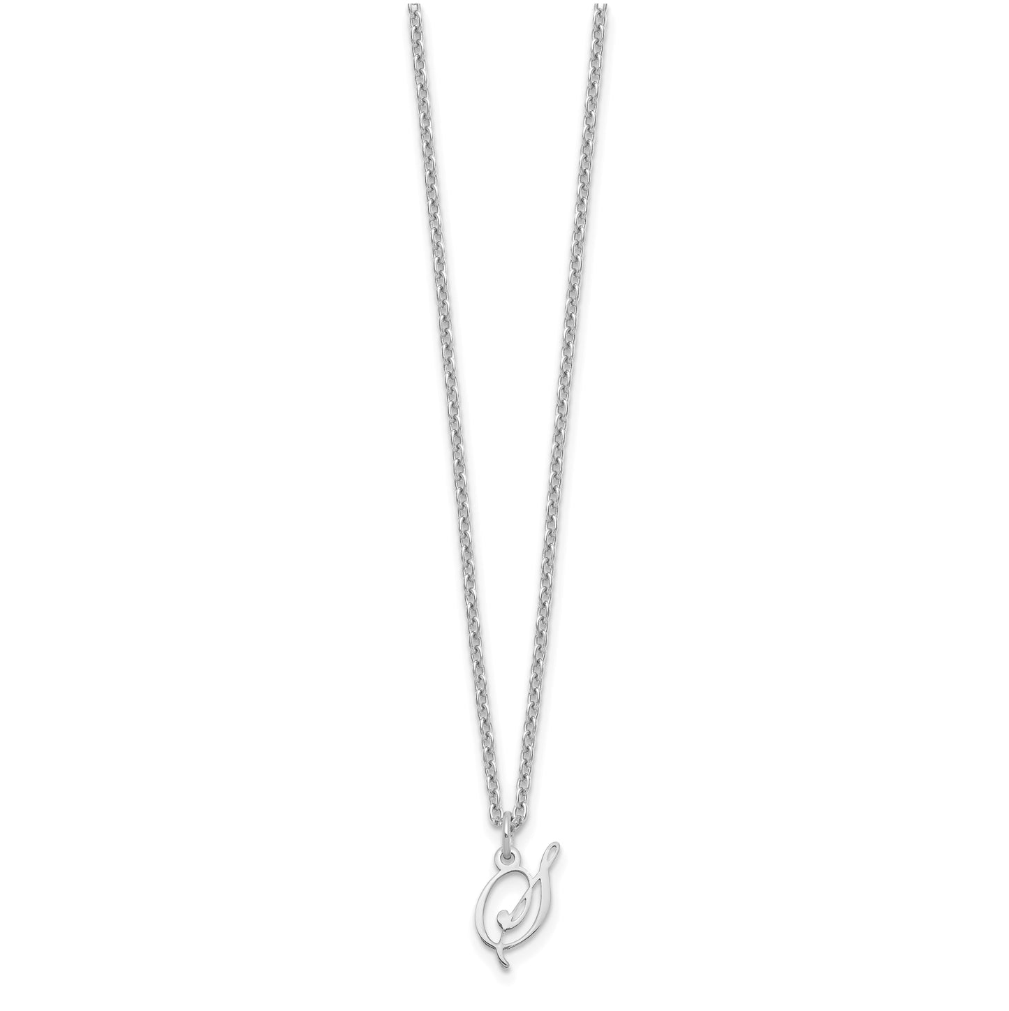 Sterling Silver Rhodium plated Letter S Initial Necklace