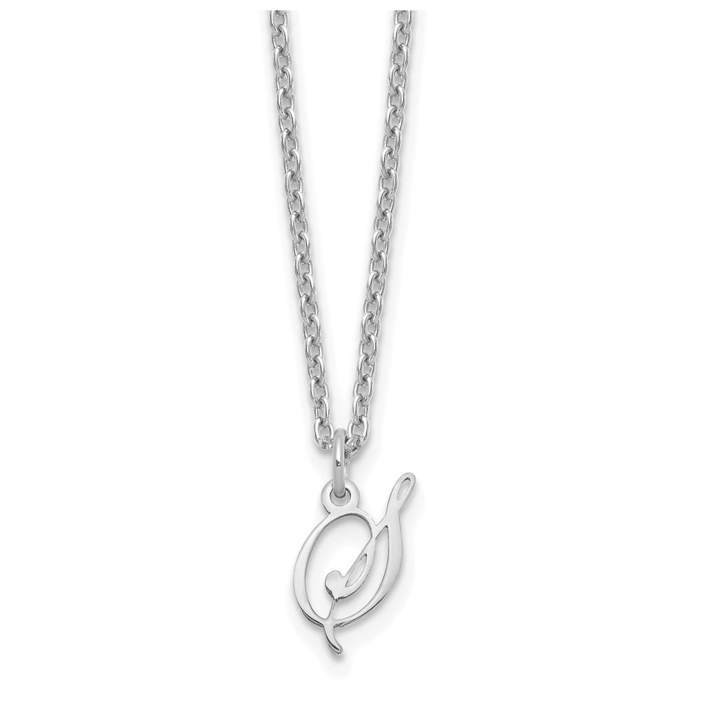 Sterling Silver Rhodium plated Letter S Initial Necklace
