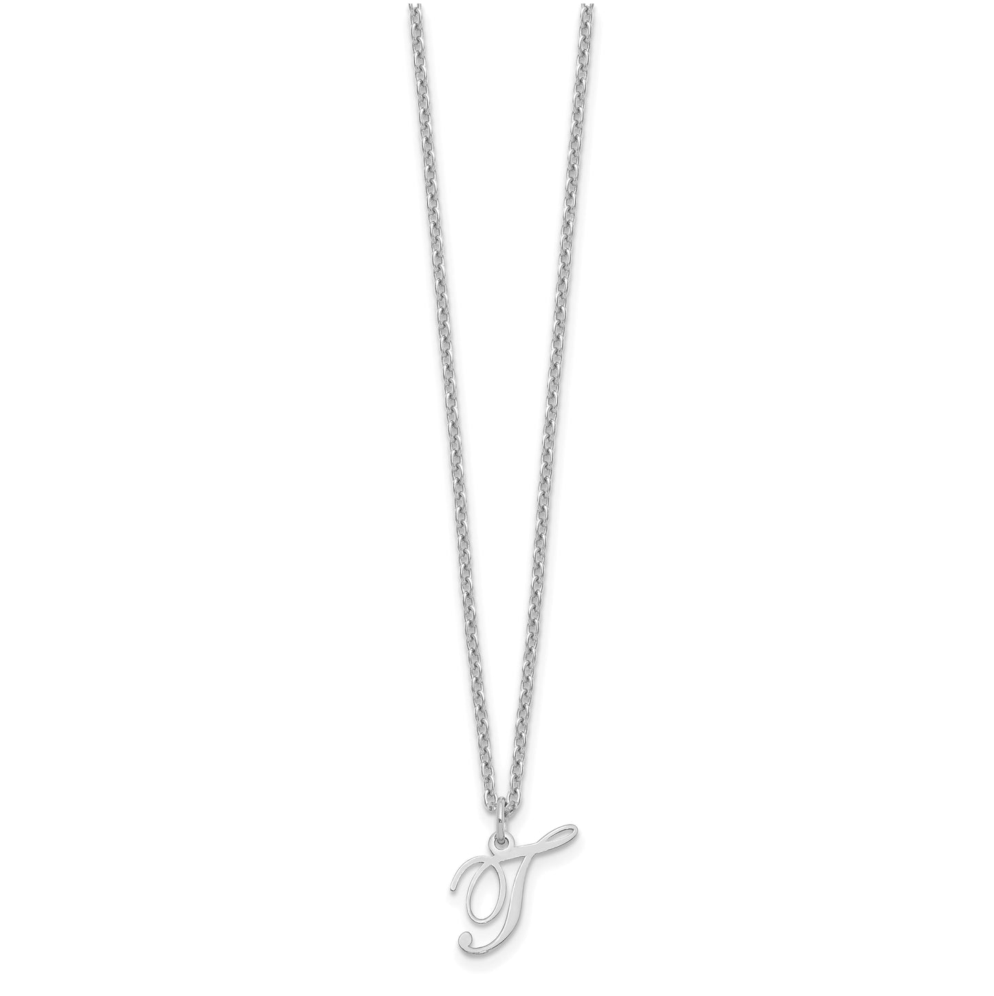 Sterling Silver Rhodium plated Letter T Initial Necklace