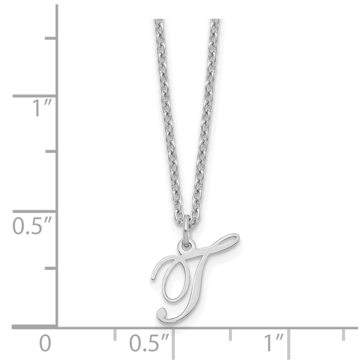 Sterling Silver Rhodium plated Letter T Initial Necklace