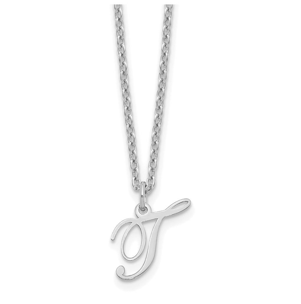 Sterling Silver Rhodium plated Letter T Initial Necklace