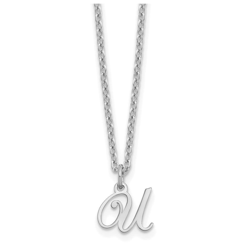 Sterling Silver Rhodium plated Letter U Initial Necklace
