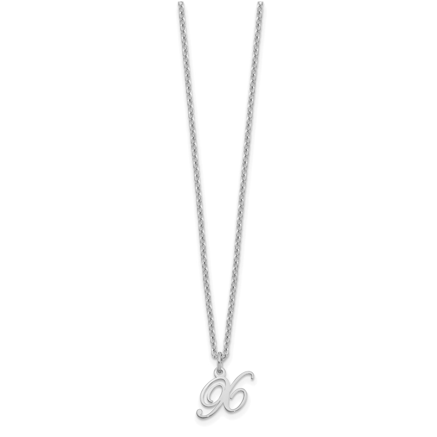 Sterling Silver Rhodium plated Letter X Initial Necklace