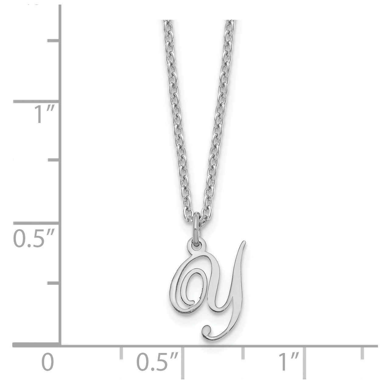 Sterling Silver Rhodium plated Letter Y Initial Necklace