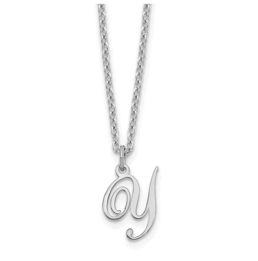 Sterling Silver Rhodium plated Letter Y Initial Necklace