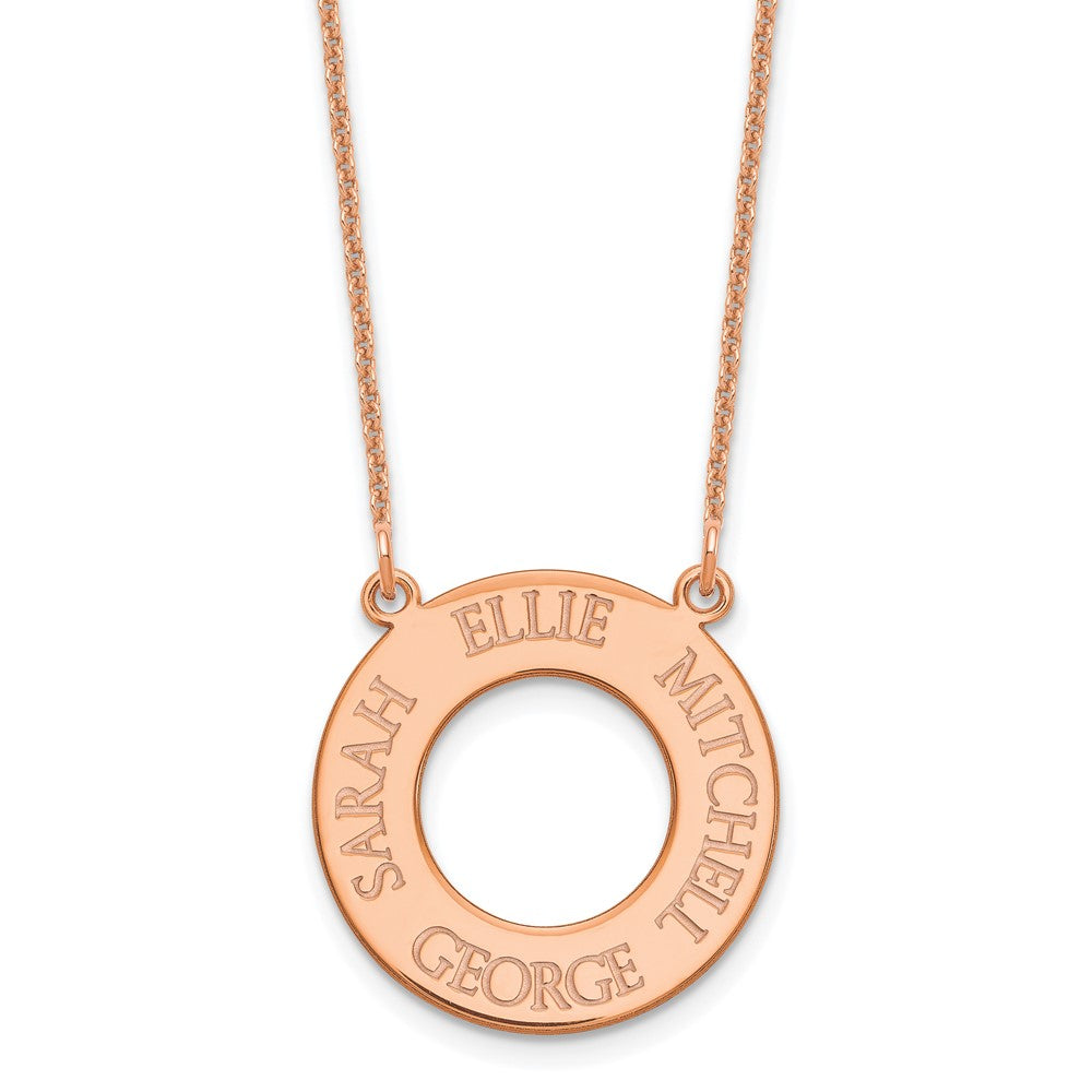 14K Rose Gold Open Circle with 4 Names Necklace