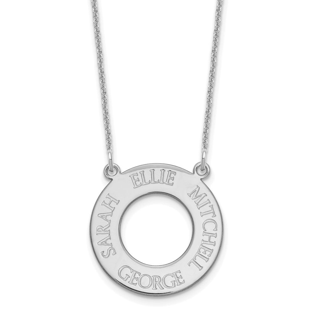 14K White Gold Open Circle with 4 Names Necklace