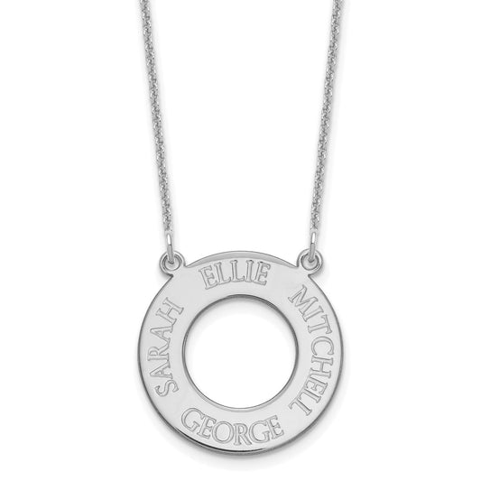 10K White Gold Open Circle with 4 Names Necklace