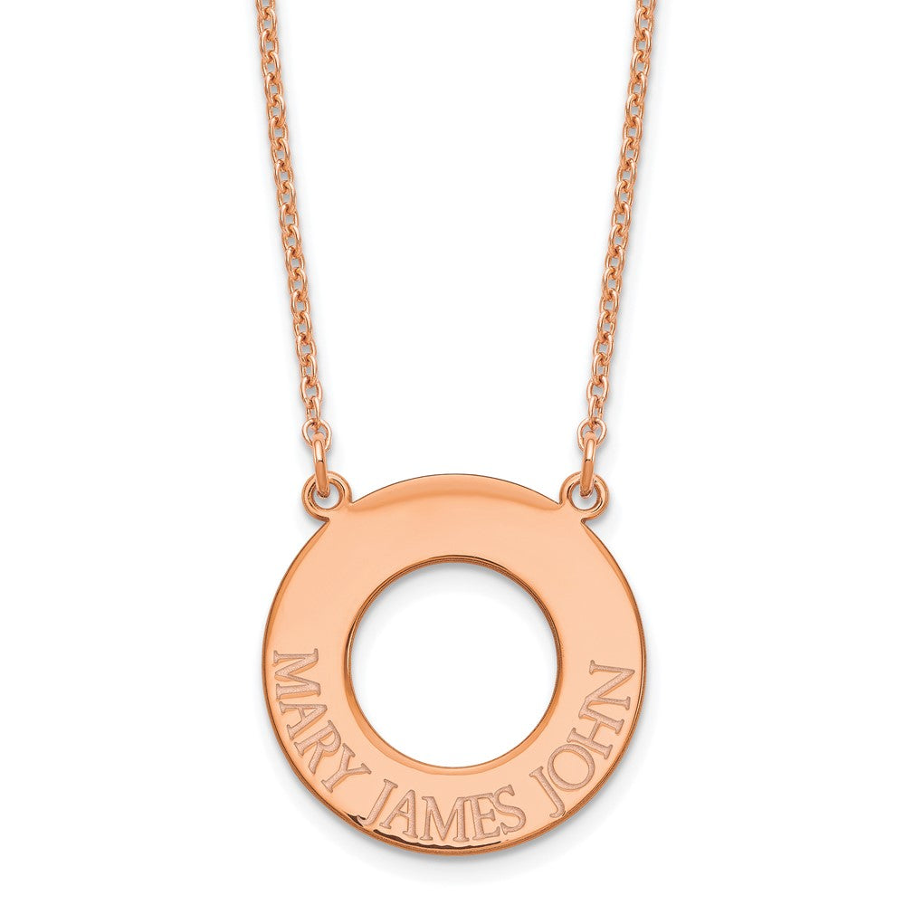 Sterling Silver Rose Gold plated Open Circle with 3 Names Necklace