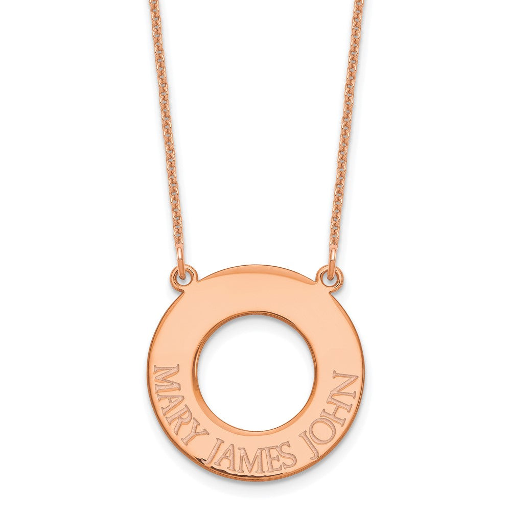 14K Rose Gold Open Circle with 3 Names Necklace