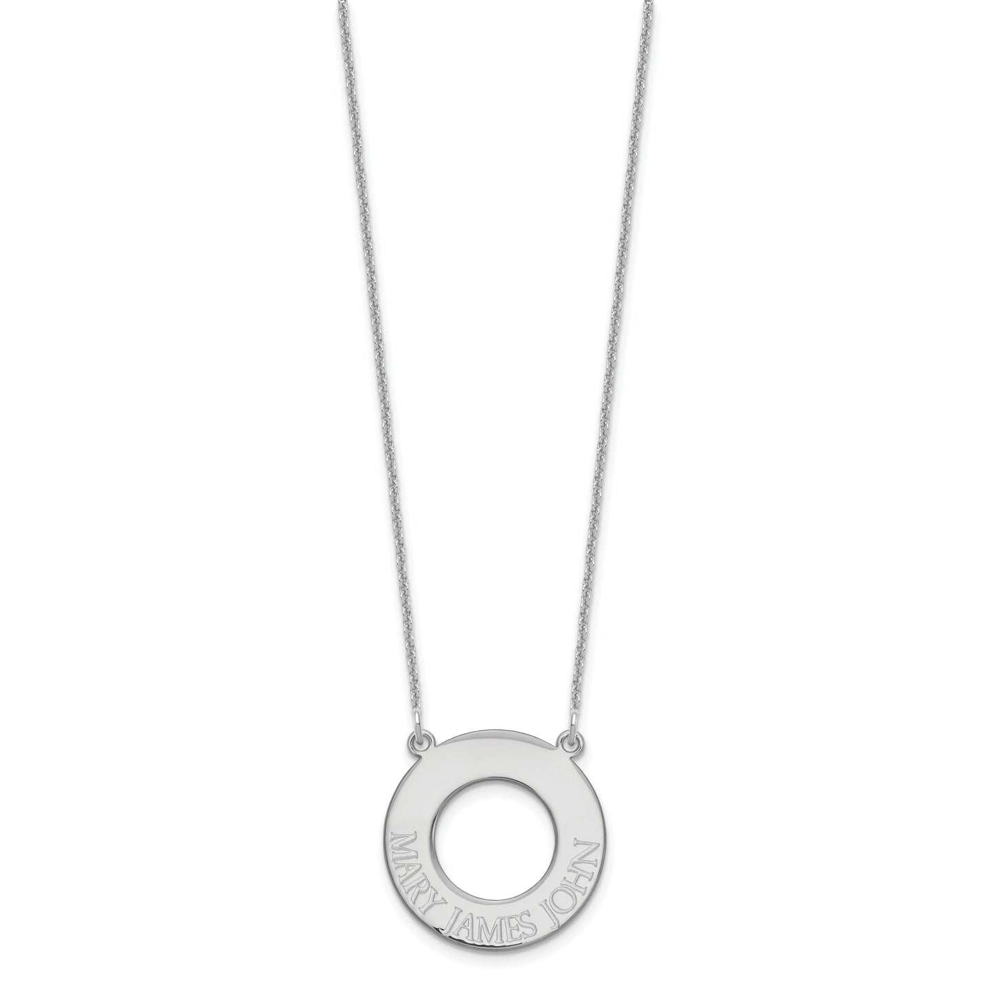 14K White Gold Open Circle with 3 Names Necklace