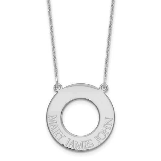 10K White Gold Open Circle with 3 Names Necklace