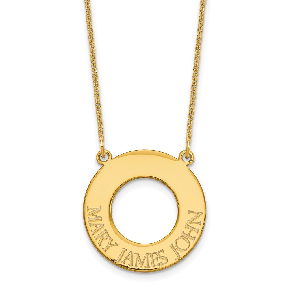 14K Yellow Gold Open Circle with 3 Names Necklace