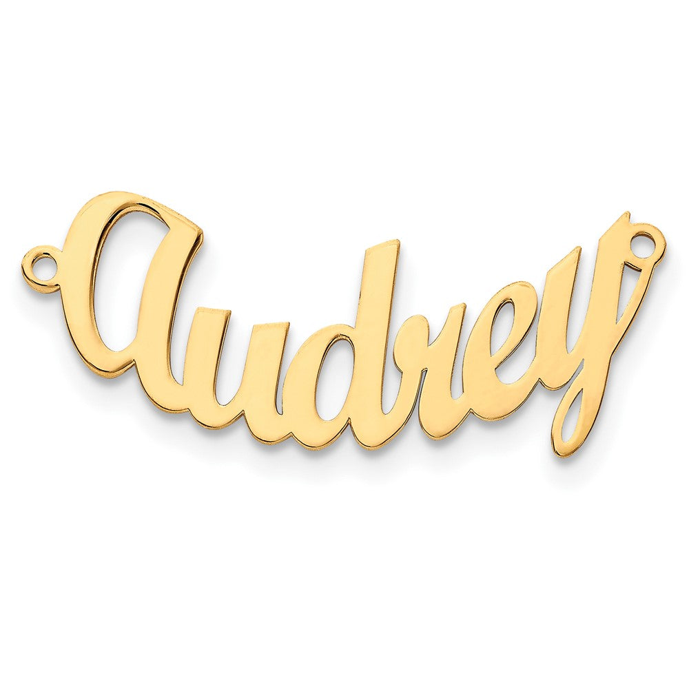 Sterling Silver Gold plated Polished Curved Script MT Font Name Plate